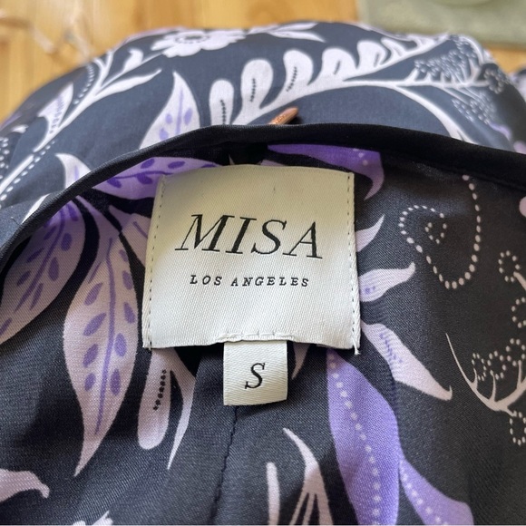 Misa Los Angeles Sylvia Indigo Vines Floral Purple Faux-Wrap Midi Dress EUC Sz S - Picture 10 of 12